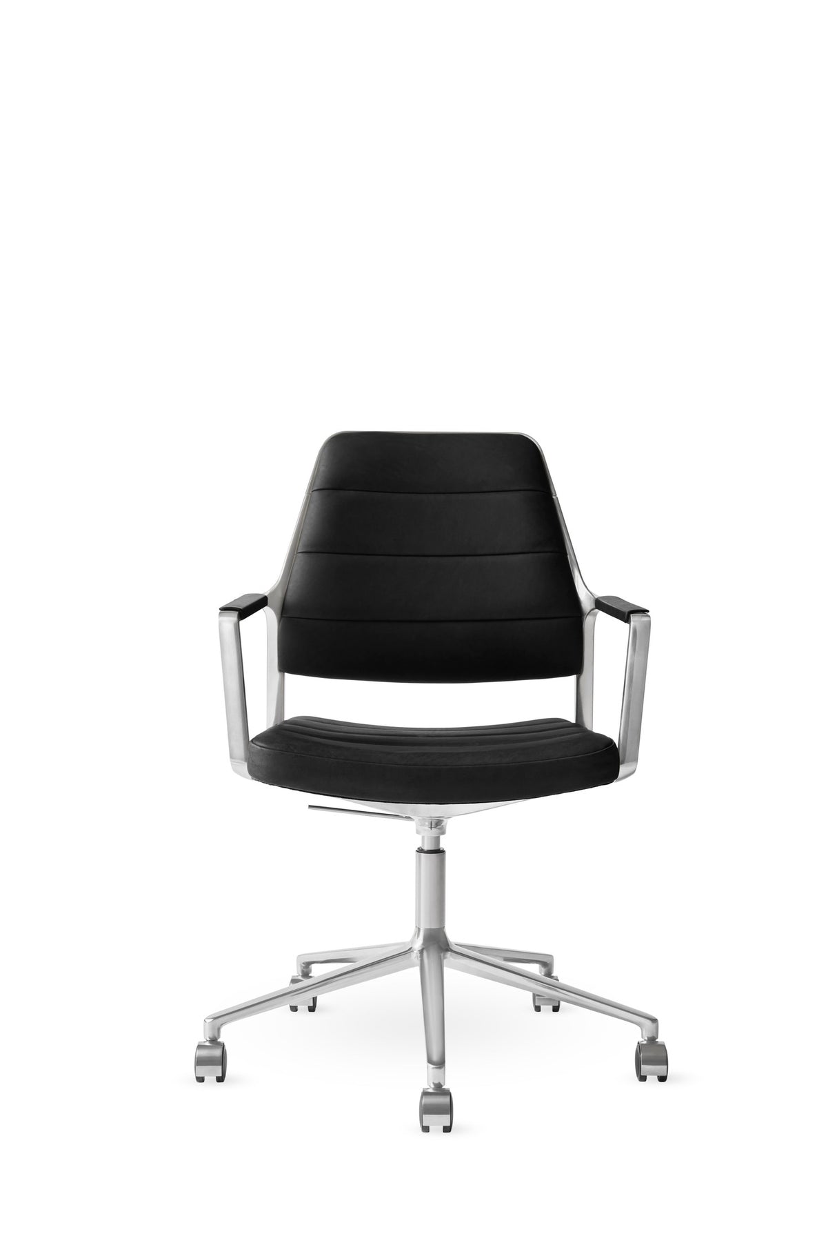 Vipp455+ Swivel Chair med hjul - Sort læder - Jacobsen Plus