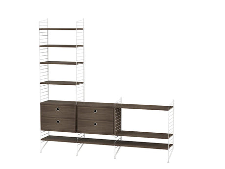 Reol, Living room J fra String - Hvid - valnød - Jacobsen Plus